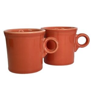 Set of 2 HLC Fiestaware MUG, "Persimmon" Orange ~ Tom & Jerry Ring Handle Fiesta